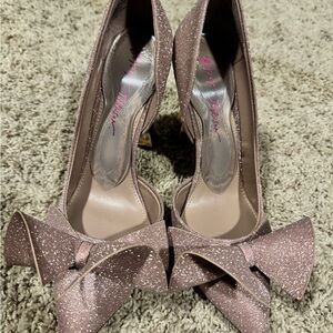 Betsey Johnson Pink Glitter Heels with Bow